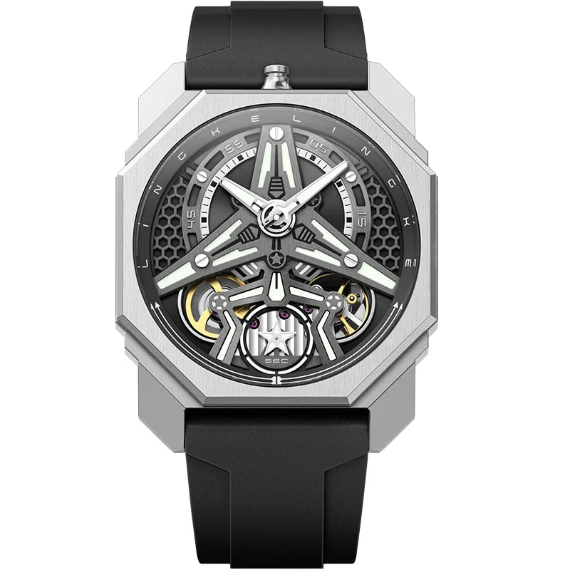 Mens Automatic Mechanical Watch for Man European American Business Leisure Wristwatches Silver Luminous Waterproof Men Watches