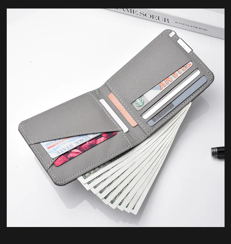 Men's Slim Wallet – PU Leather, Multi-Card Holder with Metal Accent, Lightweight & Stylish for Daily Use