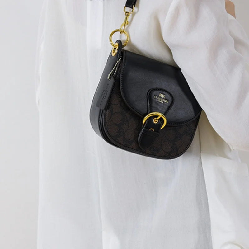 High-end small handbag for women, 2025 new style, printed saddle bag, versatile and fashionable, underarm bag, elegant single sh