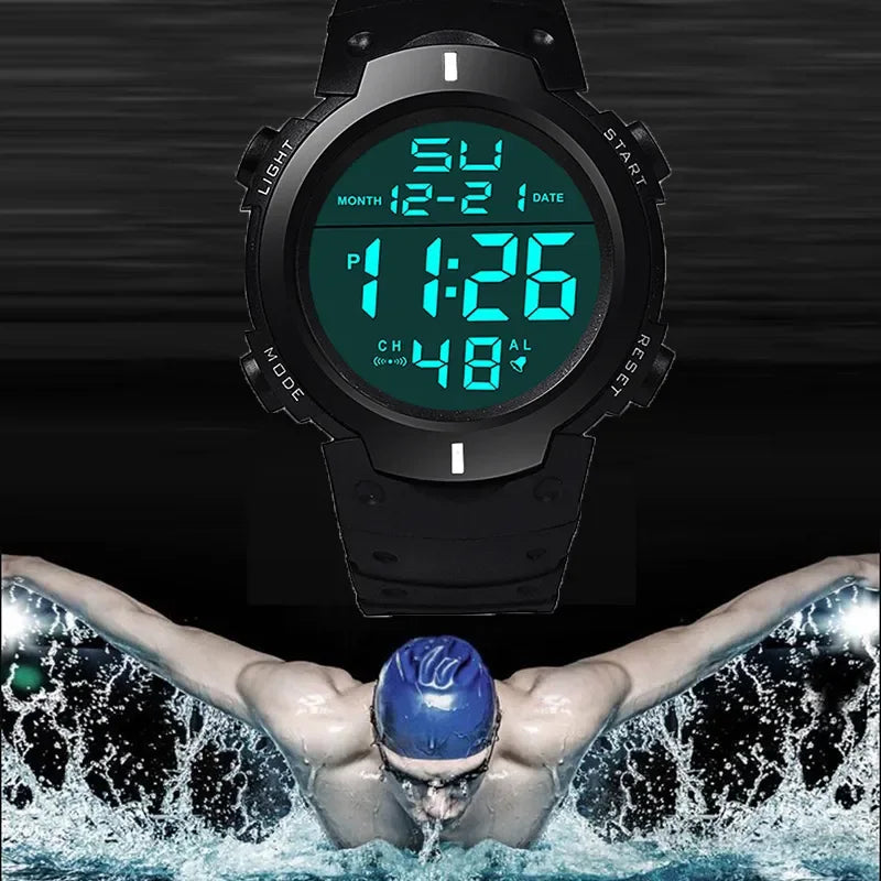 Men Sport LED Watches Men Digital Clock Multi-Functional Rubber Man Fitness Athlete Timekeeping Electronic Watch Reloj