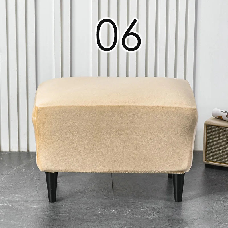 American Style Footstool Cover  Rectangle Elastic Ottoman Cover High Quality Velvet Furniture Protector Footrest Slipcover