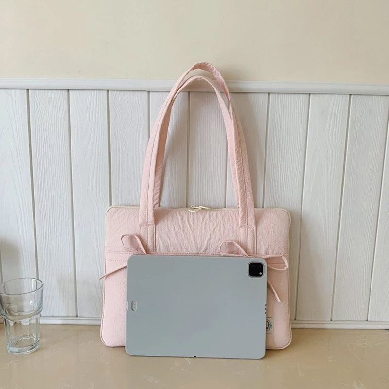 Cute Bow 13inch Tablet Sleeve Bag Shoulder Handbag For Tablet Laptop Cover Pouch Notebook Carry Bag