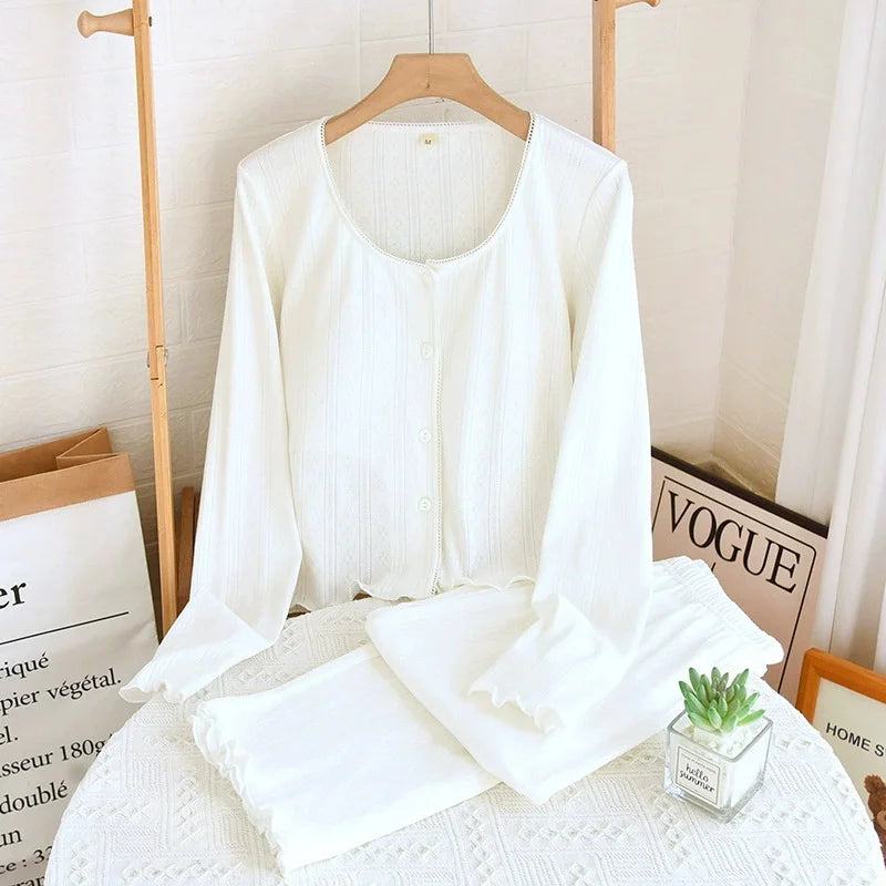 Summer Sleepwear Clothes for Ladies Knitted Printed Cardigan Short Sleeved Shorts 2 Pcs Women's Loose Home Clothes
