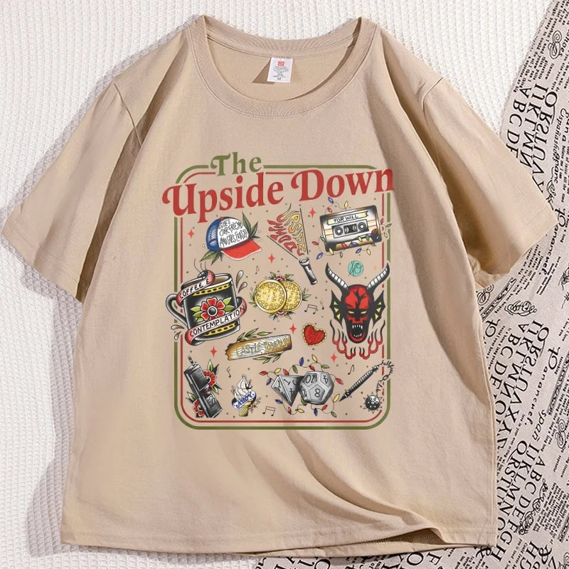 The Upside Down T Shirts for Man Woman Casual Cotton Short Sleeve T-shirt Round Neck Loose and Base Tshirt Graphic Tees