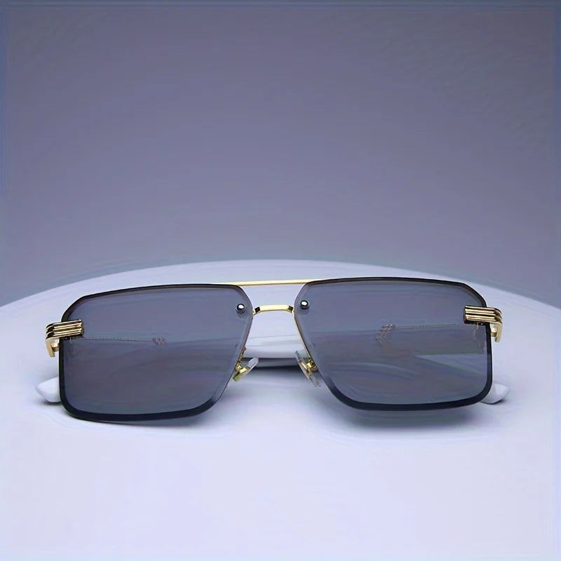 Trendy Rimless Sunglasses for Men Women Fashion Frameless Rectangle Sun Glasses Retro Shades Summer Traveling Eyewear UV400