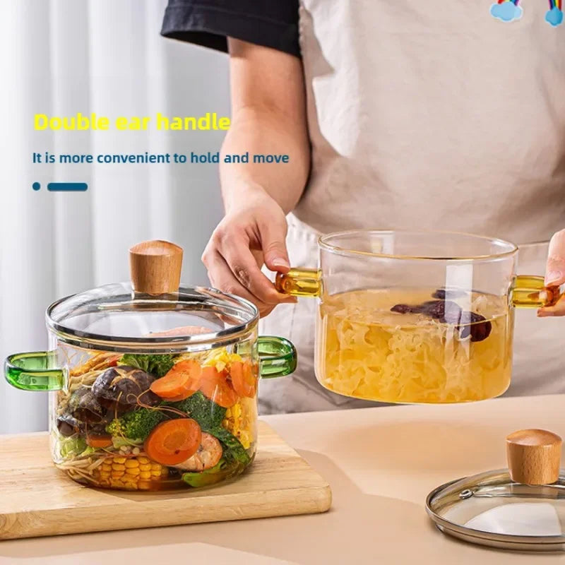 Transparent Glass Soup Pot Large Capacity Soup Pot  High Borosilicate Glass Pot Electric Ceramic Oven Special Pot Kitchen Tools