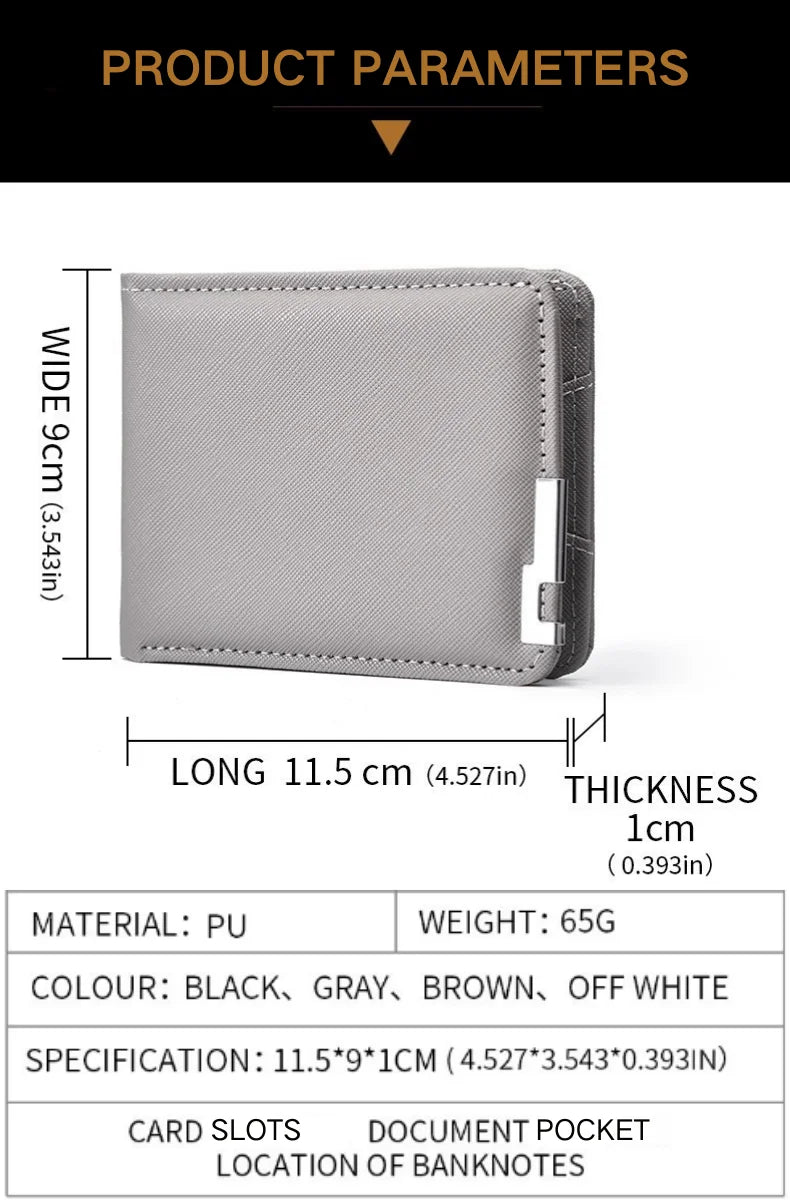 Men's Slim Wallet – PU Leather, Multi-Card Holder with Metal Accent, Lightweight & Stylish for Daily Use