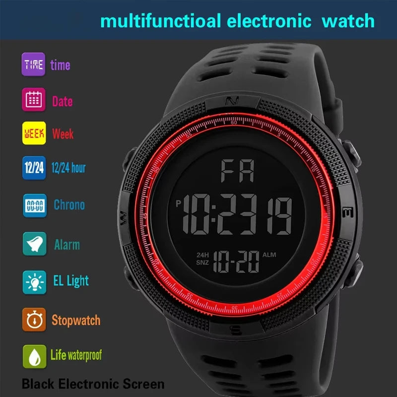 Electronic Watch For Mens Military Sports Watches Luminous Multifunction LED Digital Wristwatch for man kids Boy Student Teen