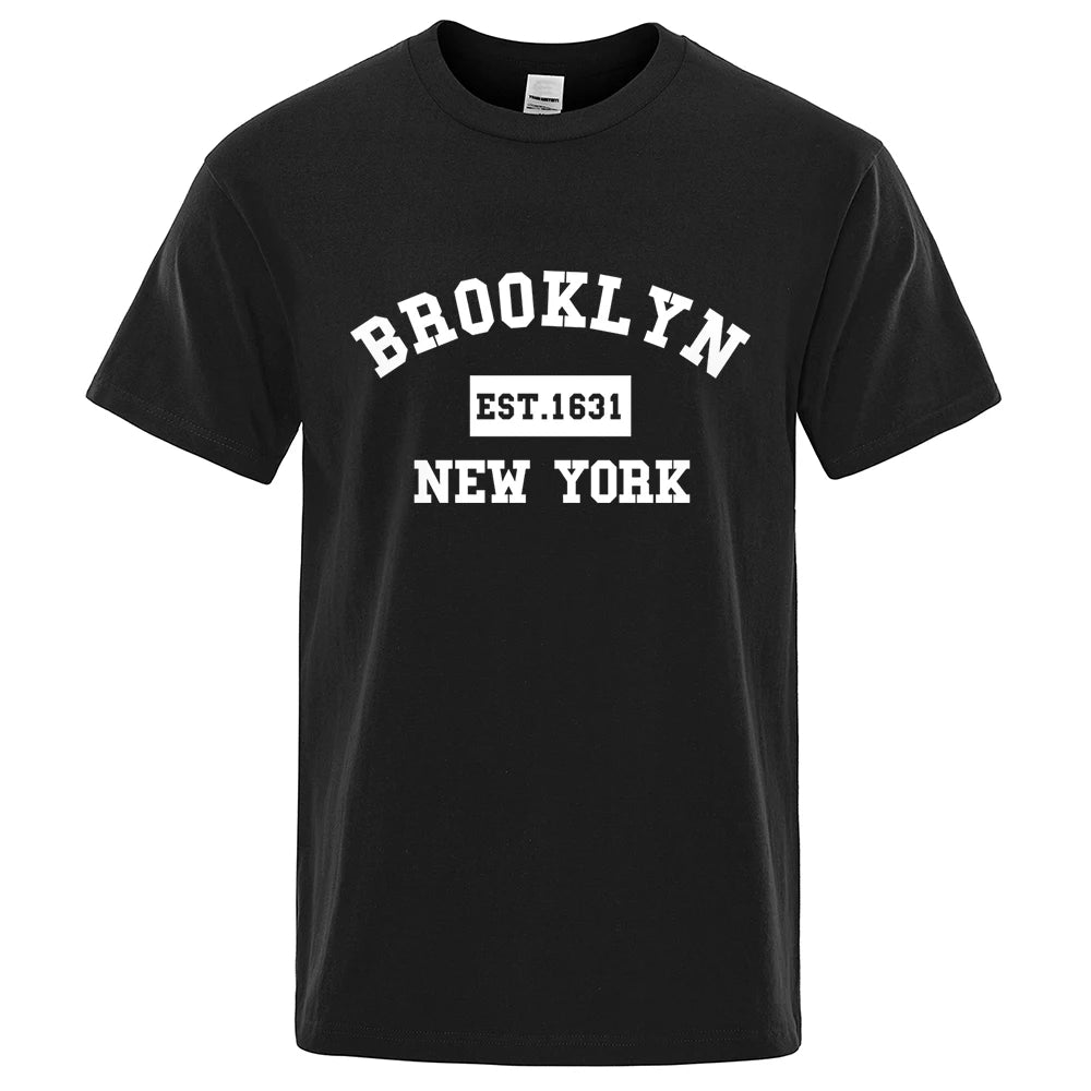 Mens 1631 New York Letter Print T-Shirt  Casual Loose T-Shirts Summer Cotton Tops Fashion Breathable Tee Clothing