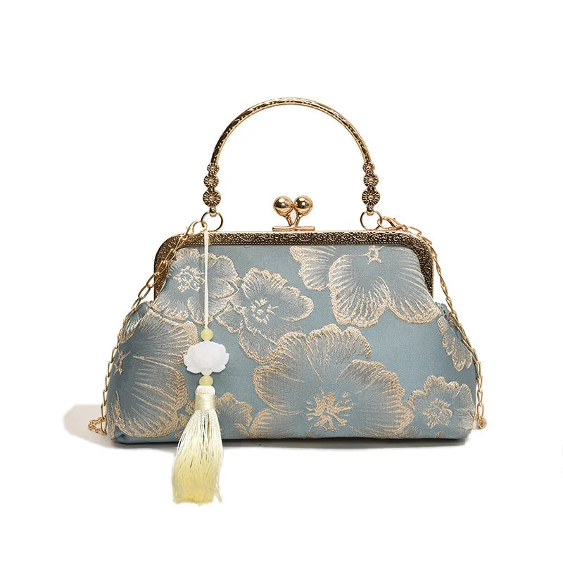 Chinese Style Embroidered Shoulder Bag Elegant Handbag Retro Small Square Bag Ancient Hanfu Cheongsam Crossbody Tote Bags