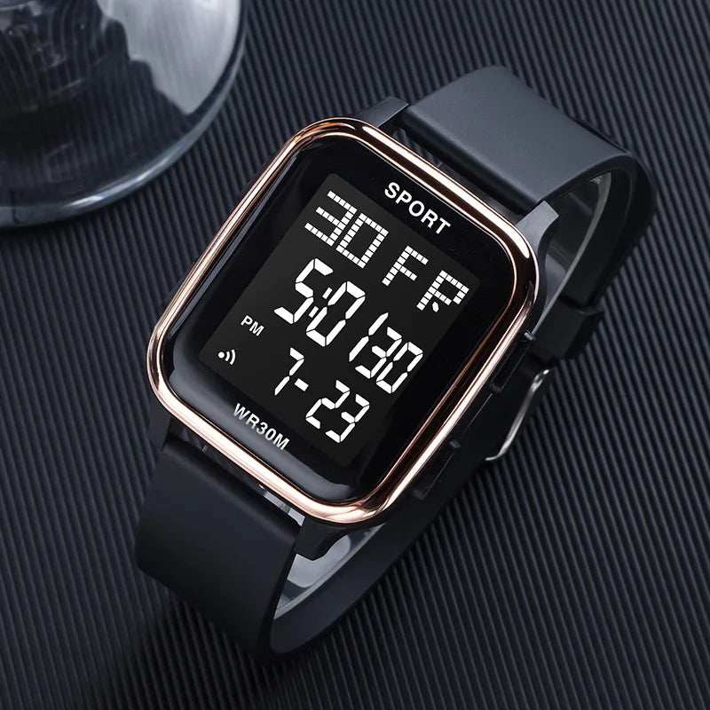 YIKAZE Sports Watch for Men Waterproof Multifunction Electronic Watch Ultra-thin Men's LED Digital Wristwatch for Man Student