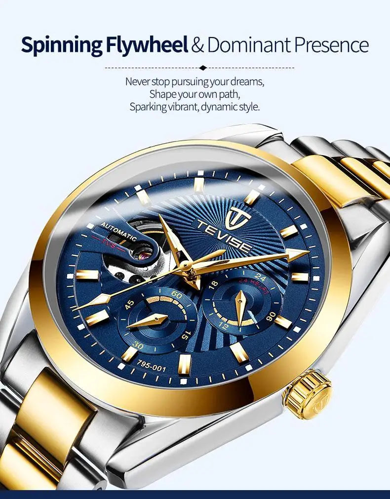 TEVISE men's watch - a business mechanical watch for fashionable men. High quality, suitable for daily wear in both formal and c