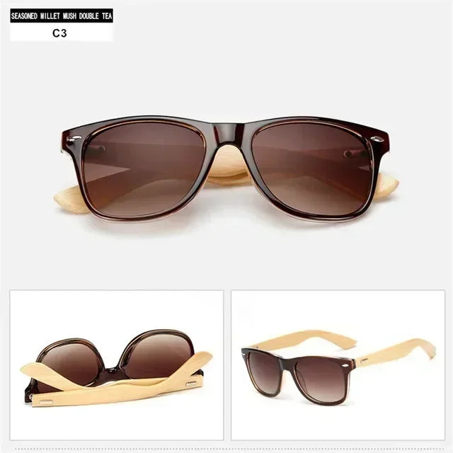 Natural Wooden Sunglasses for Men and Women, Polarized Fashion Sun Glasses with Original Wood Frame