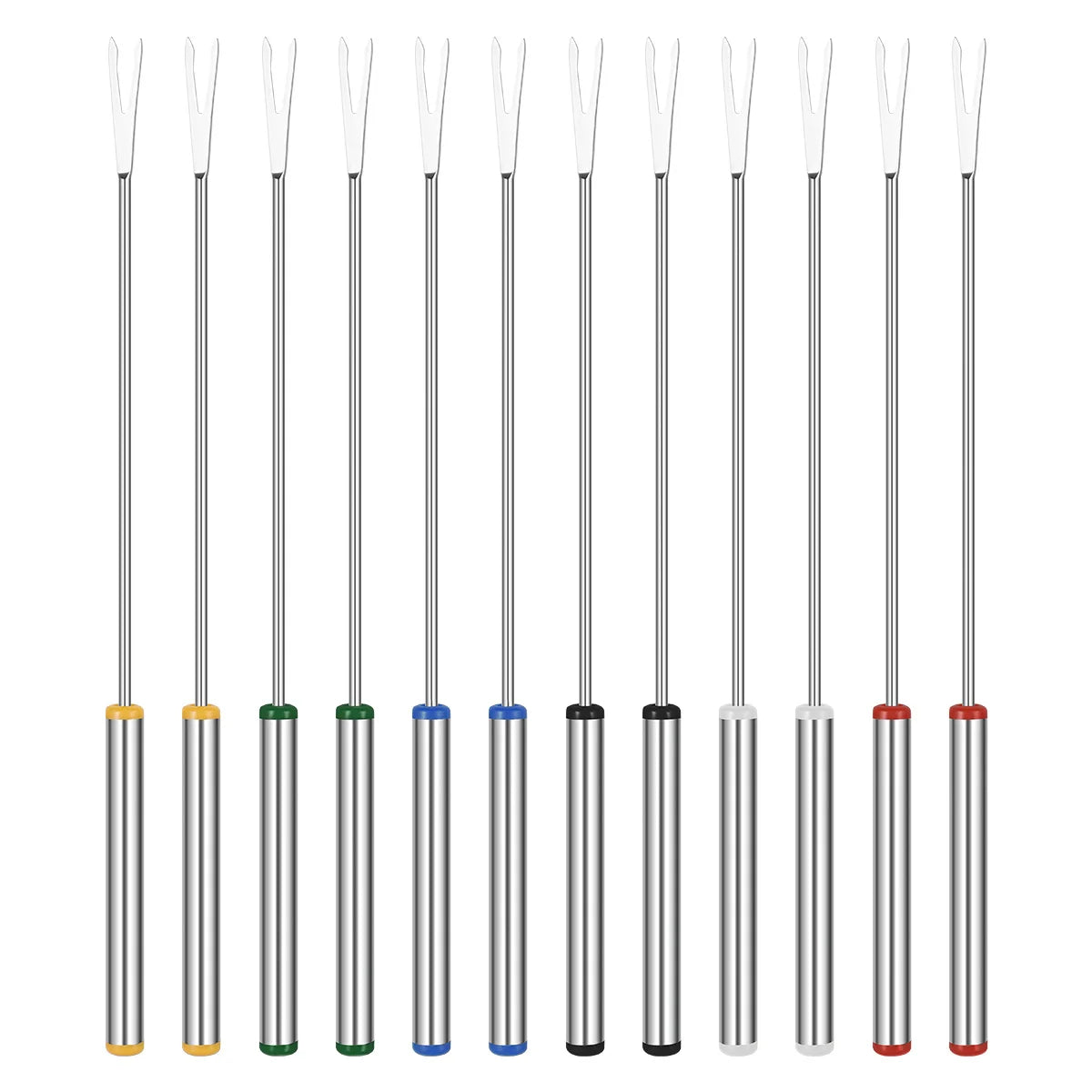 Fondue Fork Stainless Steel 12pcs 24cm with Heat Resistant Grip for Cheese Desserts Fruits Baking Roasting Kitchen Use