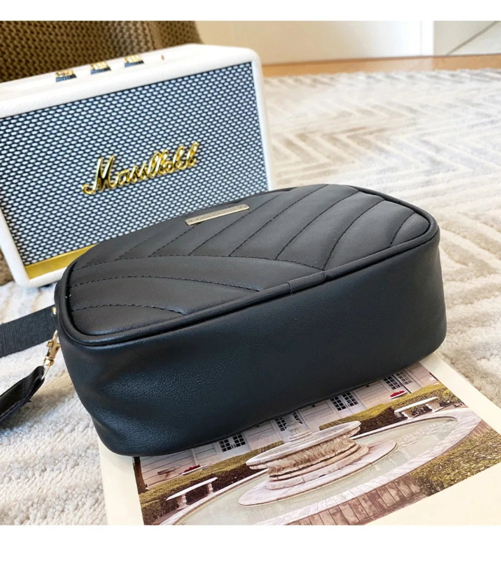 Shoulder Bag High Quality Women's PU Rolling Strip Camera Bag Shoulder Bag Mobile Phone Bag Casual Crossbody Bag