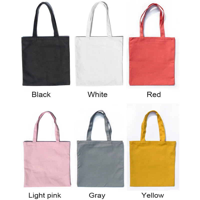 women Solid Canvas Casual Tote shoulder bags for girls female DIY handbags eco friendly shopping bag