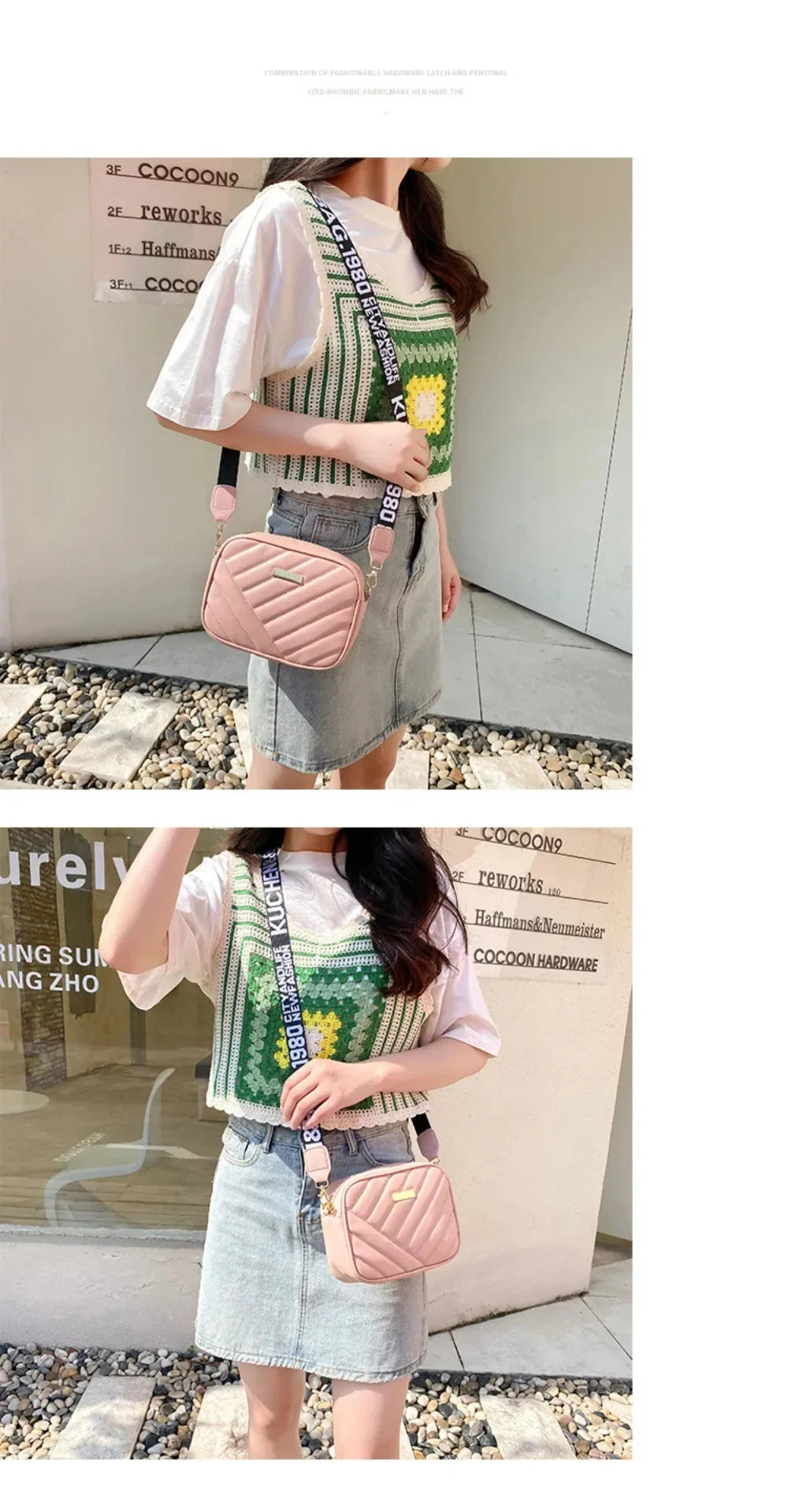 Shoulder Bag High Quality Women's PU Rolling Strip Camera Bag Shoulder Bag Mobile Phone Bag Casual Crossbody Bag