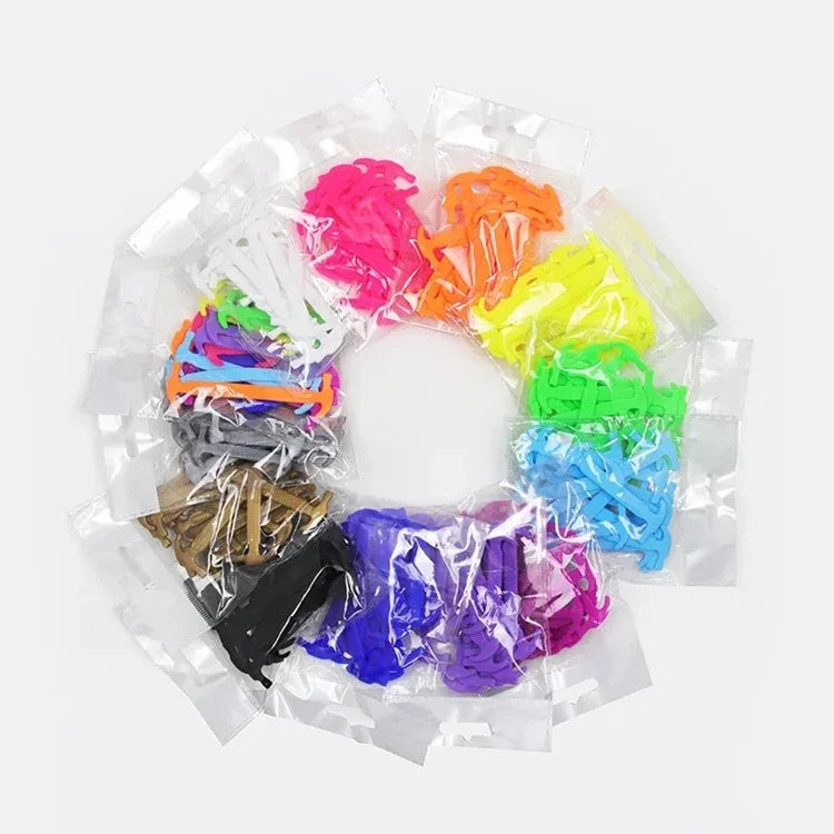 Silicone Elastic Shoelaces Without Ties Kids Adult Fashion Hammer Type Running Sneakers Rubber Band Shoes Laces Lazy Shoestrings