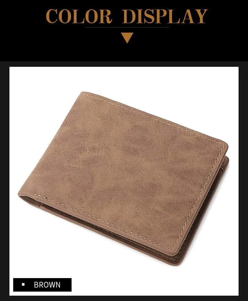 Men's Fashion Wallet For PU Leather Short Purse with Dollar Clip Multi Card Slots Large Capacity Coin Holder Slim Money