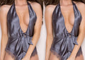 Women Nightdress Sexy Lace Satin Smooth Silk Nightwear Halter Sleepwear Set Nighties for Female Deep V Neck Hot Night Dress Wear