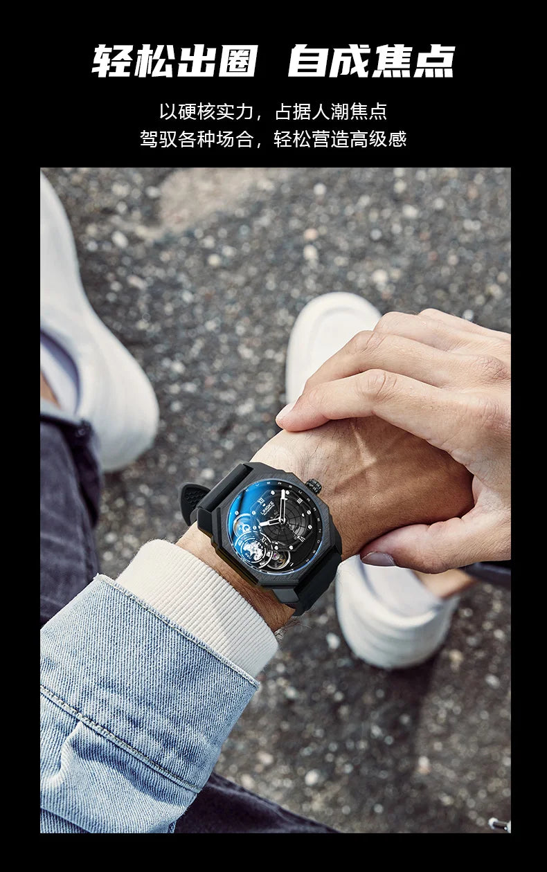 Mens Automatic Mechanical Watch for Man European American Business Leisure Wristwatches Silver Luminous Waterproof Men Watches