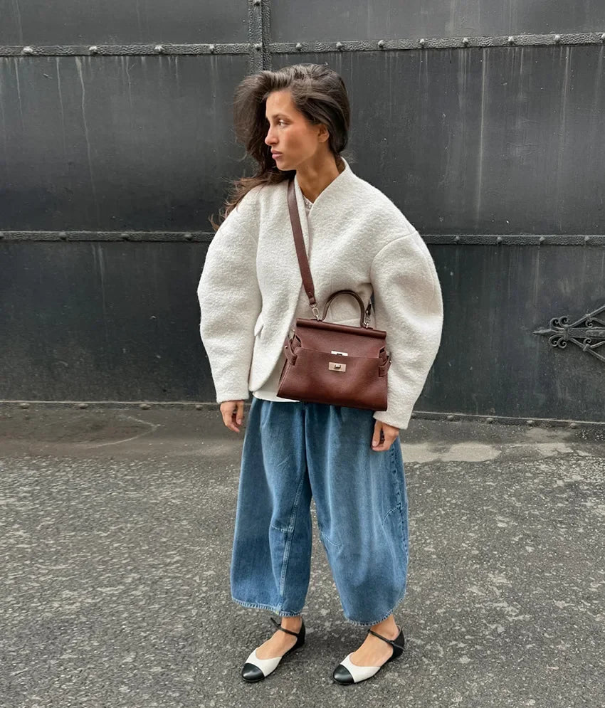 White Loose Knitwear Jackets For Women Fashion Elegant High Waist Autumn 2025 Fashion Commute Outwear Luxury Ladies Jackets