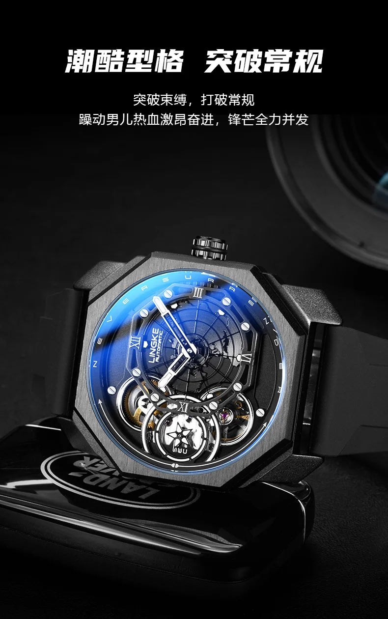Mens Automatic Mechanical Watch for Man European American Business Leisure Wristwatches Silver Luminous Waterproof Men Watches