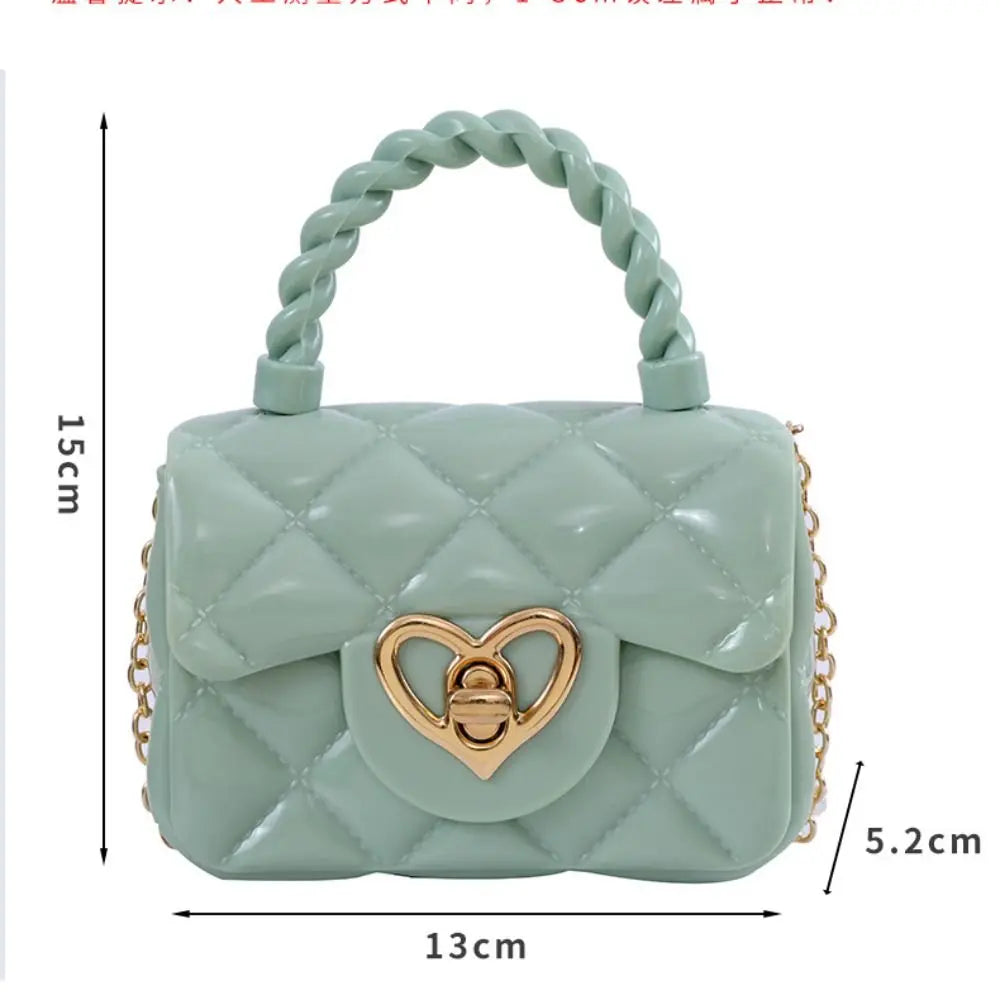 Kids PU Leather Crossbody Bags Girls Heart Shoulder Bags Children Mini Coin Purses Jelly Bag Kids Handbag Gifts