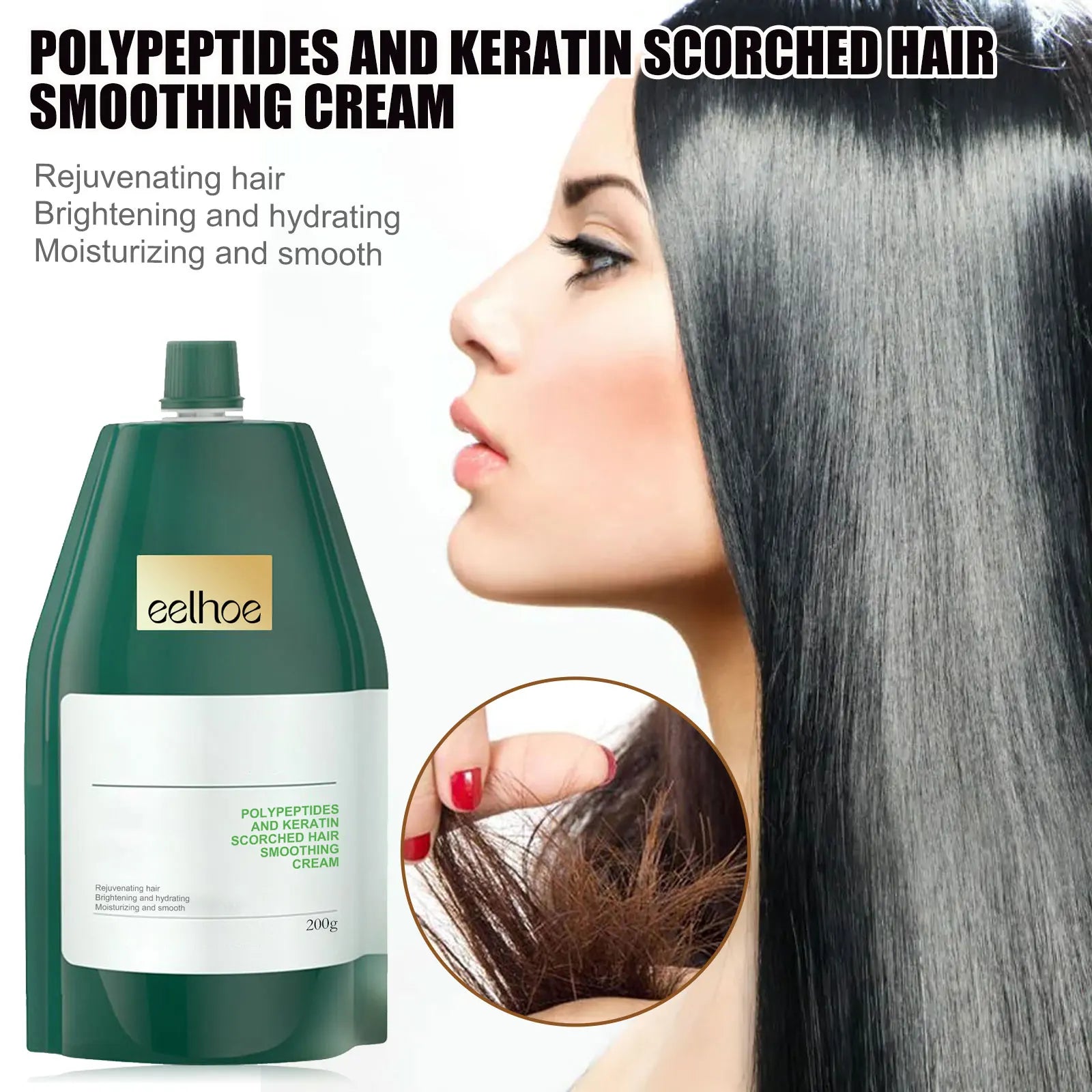 Keratin Hair Cream Quickly Smoothing Hair Reduce Frizz Split Ends Repairing Dry Damaged Scalp Moisturizing Hair Treatment Cream