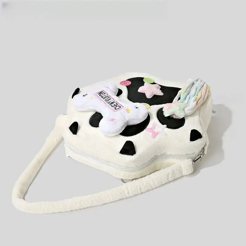 Girls Lovely Backpack cow Bones Cat Paws Plush Bags for Woman Streetwear Cosplay Apparel Bags Girls Wallet Phone Shoulders Bag