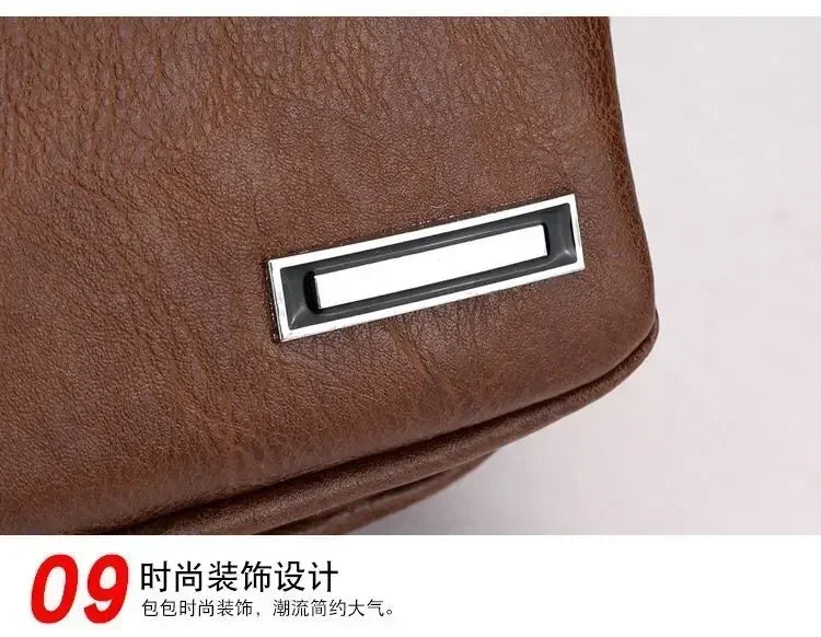 Men's Chest Bags Pack Business Messenger USB Charging Fashion PU Leather Waist Outdoor Casual Sports Brand Single Shoulder Bag