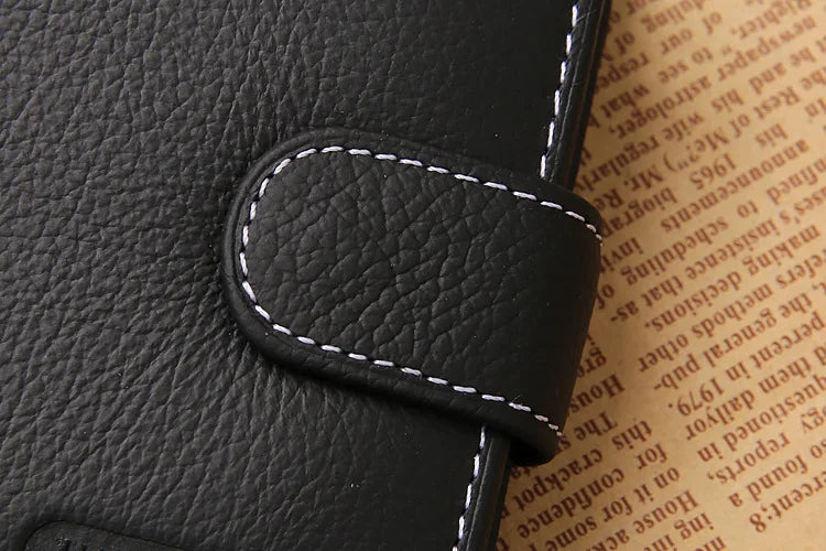 Genuine Leather Mens Wallet Premium Product Real Cowhide Wallets for Man Short Black Walet Portefeuille Homme Short Purses