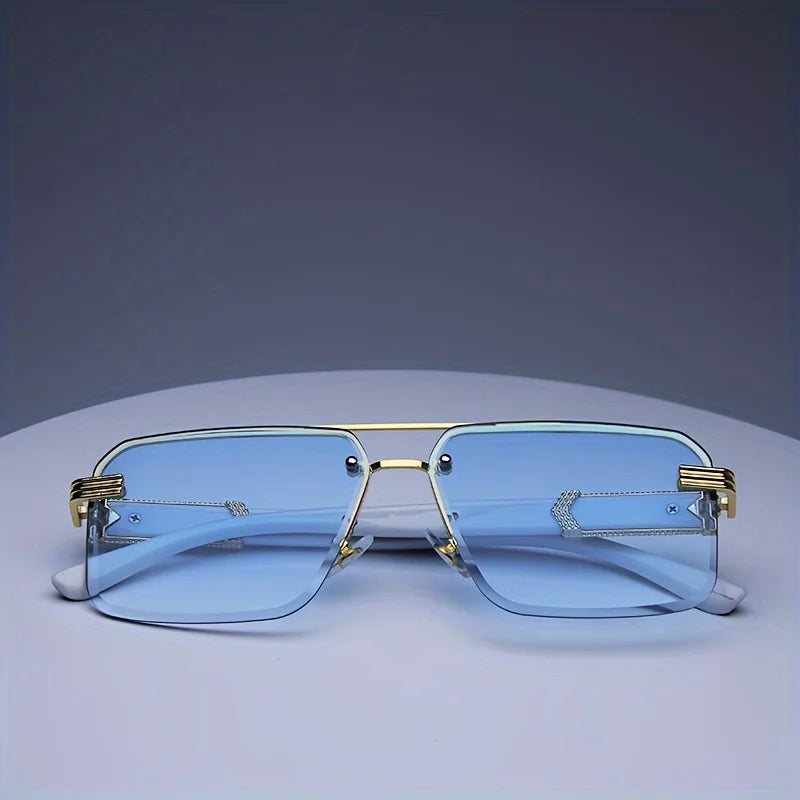 Trendy Rimless Sunglasses for Men Women Fashion Frameless Rectangle Sun Glasses Retro Shades Summer Traveling Eyewear UV400