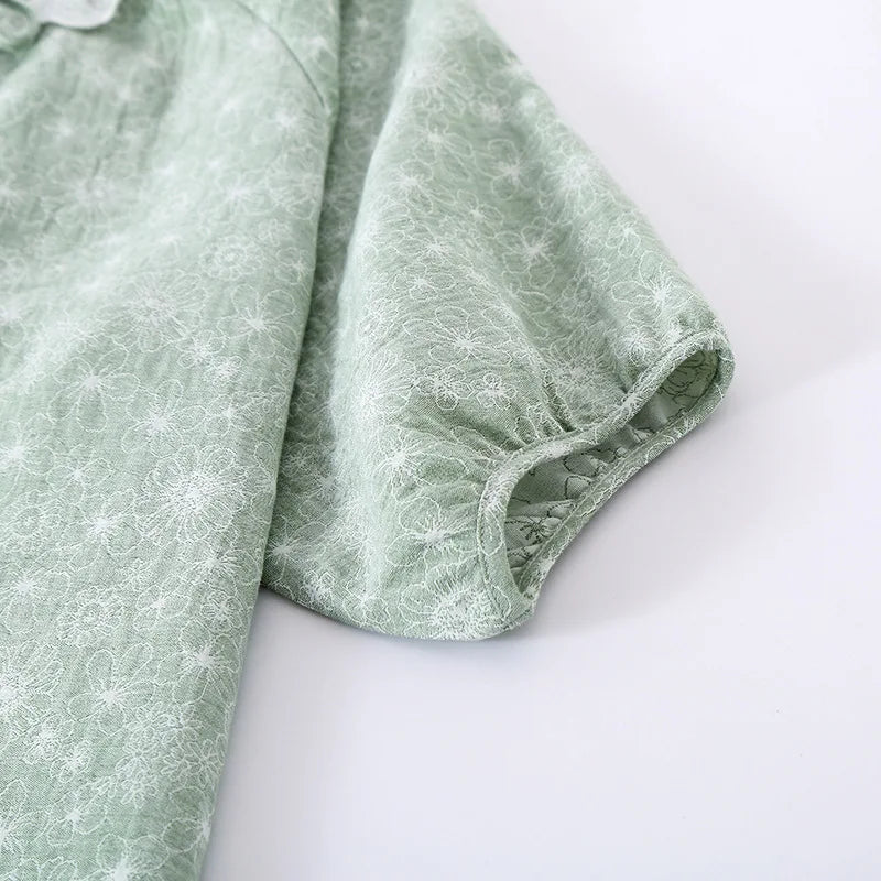 Nightwear Dresses for Women Spring and Summer Cute Sweet Fresh Style Fiber Casual Sleepwear Long Sleeved Night Gown