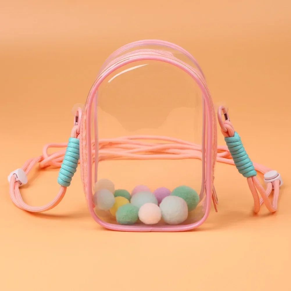 Labubu Protect Case Labubu Sitting Party 15cm Cotton Doll Shoulder Pain Bag PVC Storage Bag Labubu Walk Bag Dustproof