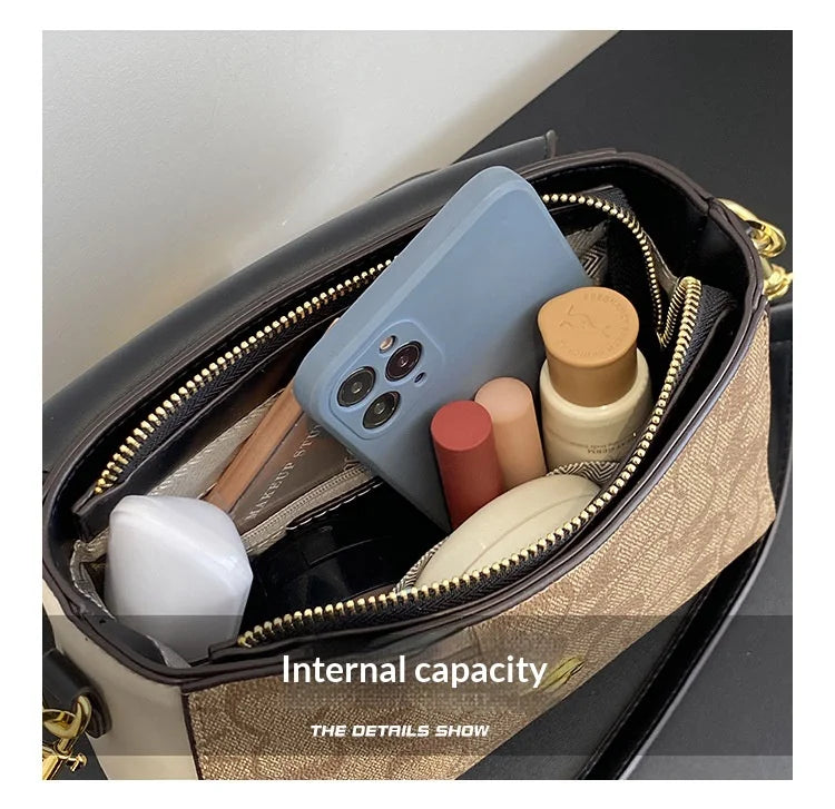 Fashionable and retro texture handbag for women, 2026 new model, with high-end color scheme, tote bag or crossbody bag