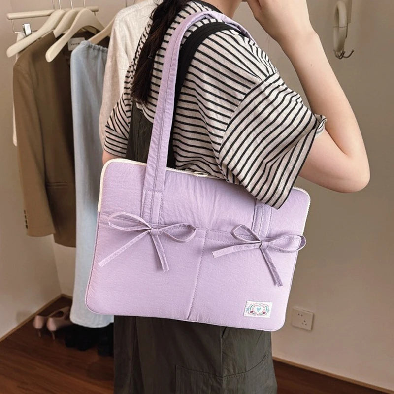 Cute Bow 13inch Tablet Sleeve Bag Shoulder Handbag For Tablet Laptop Cover Pouch Notebook Carry Bag