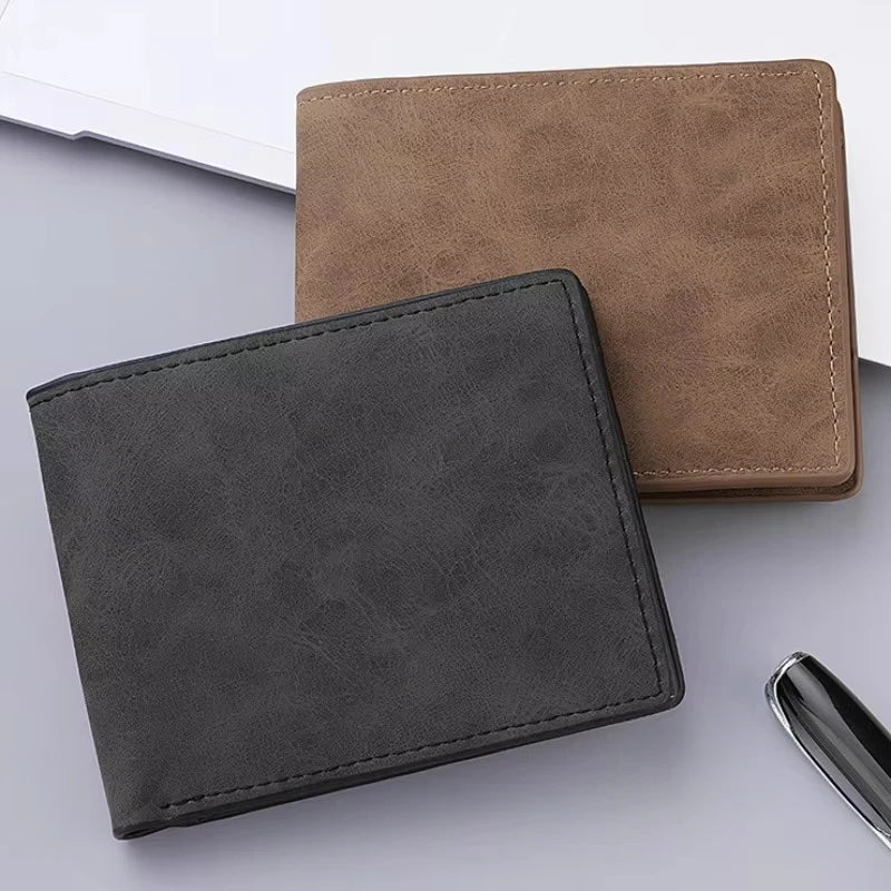 Men's Fashion Wallet For PU Leather Short Purse with Dollar Clip Multi Card Slots Large Capacity Coin Holder Slim Money