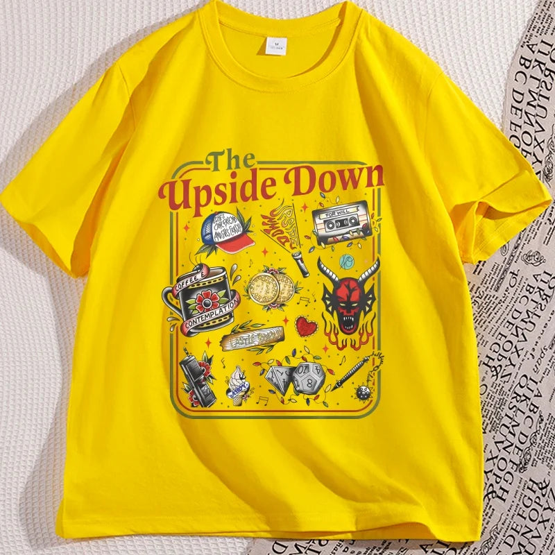 The Upside Down T Shirts for Man Woman Casual Cotton Short Sleeve T-shirt Round Neck Loose and Base Tshirt Graphic Tees