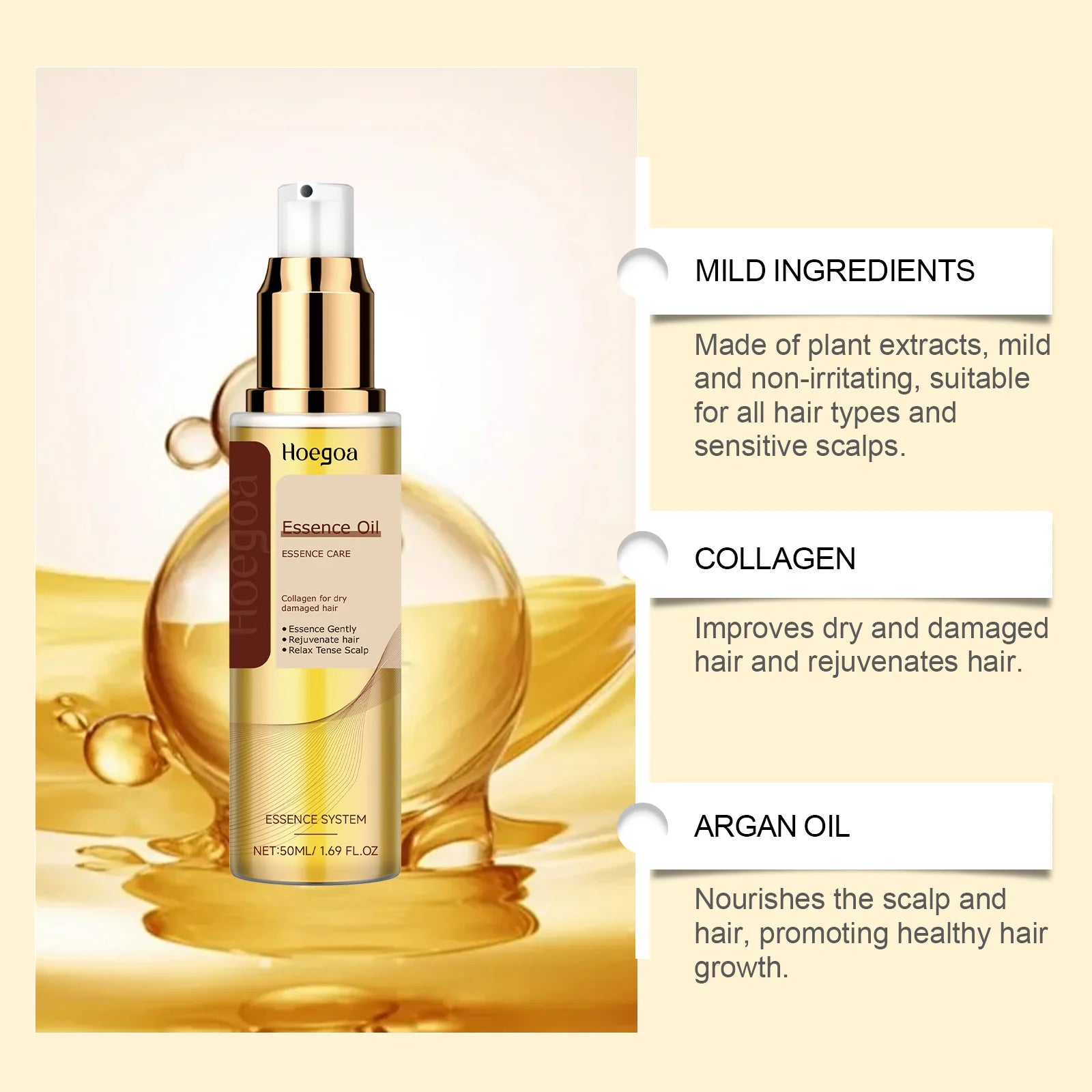 Plant Extract Hair Care Essential Oil, Smooth and Shiny without Greasiness, Gently Repairs Scalp and Hair, Glossy Nourishing Oil