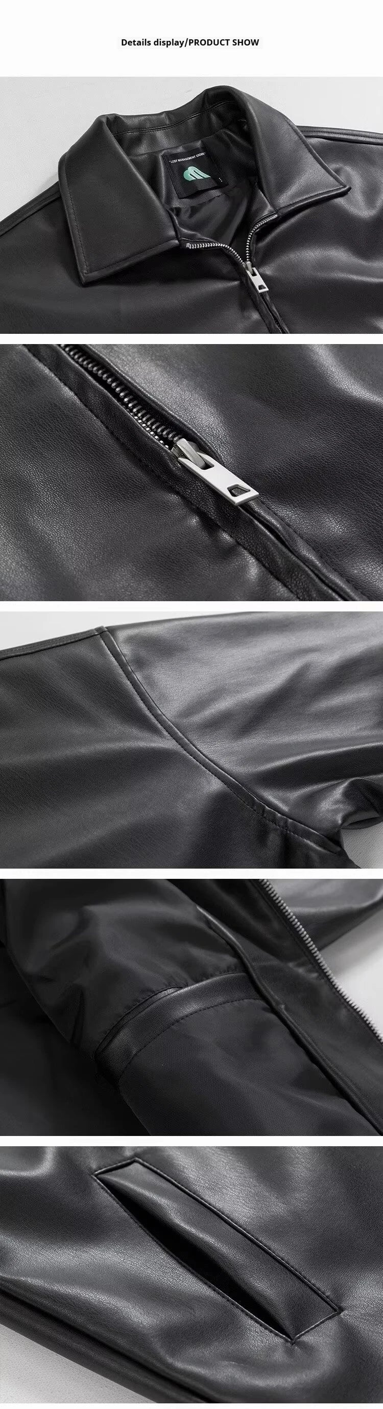 Men's Leather Jacket Men's Biker Jacket Motorcycle Fashionable Waterproof Jacket Waterproof for Rain Motorcyclist Retro
