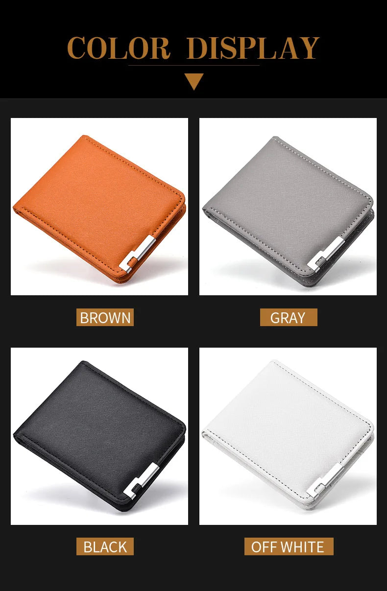Men's Slim Wallet – PU Leather, Multi-Card Holder with Metal Accent, Lightweight & Stylish for Daily Use