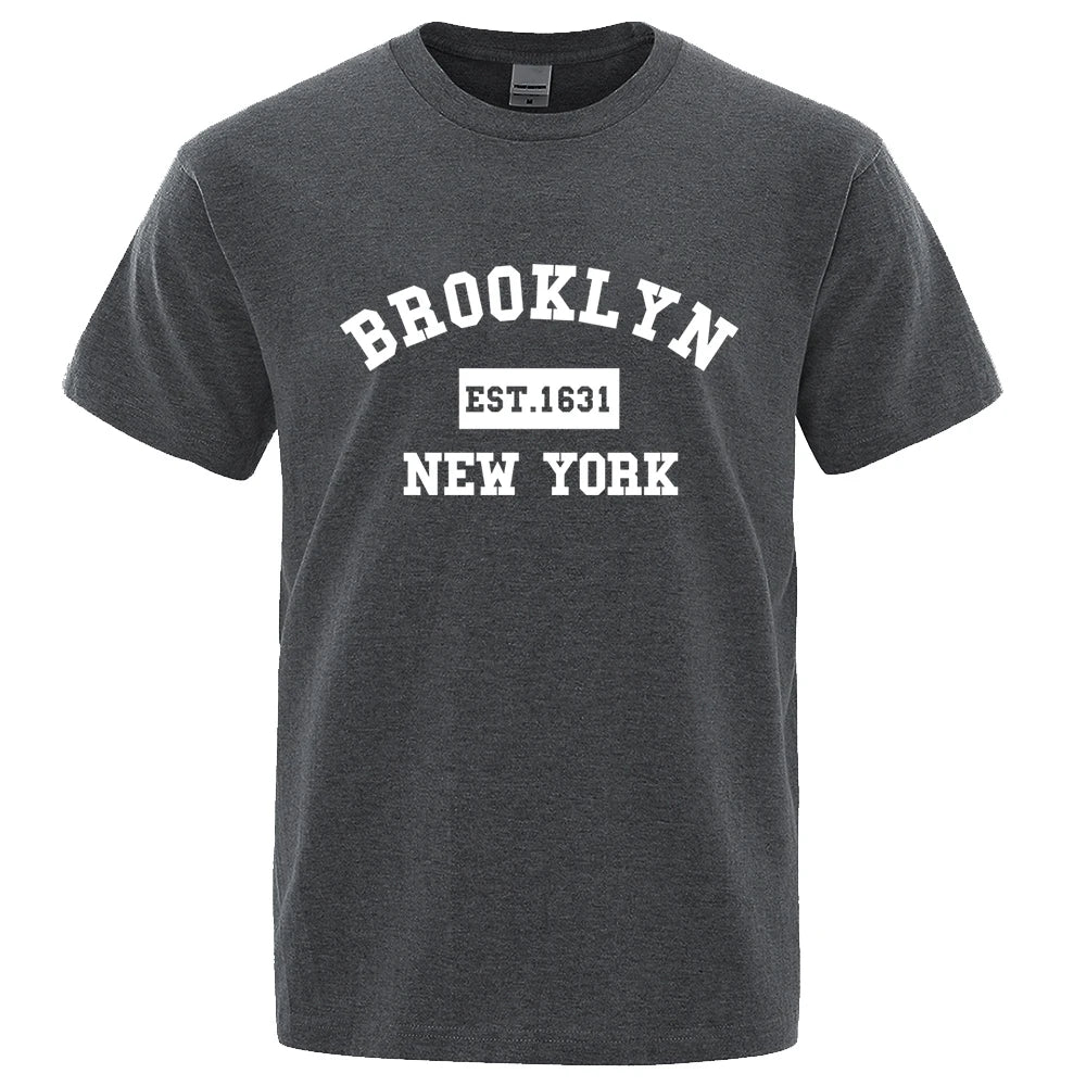 Mens 1631 New York Letter Print T-Shirt  Casual Loose T-Shirts Summer Cotton Tops Fashion Breathable Tee Clothing