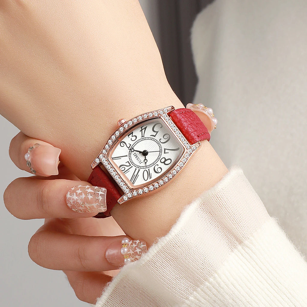 Women’s watch, student design, simple and elegant, lightweight luxury, niche fashion, sophisticated feel, wine barrel shape, exq