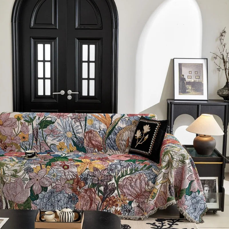Slipcover American Style Countryside Floral Sofa Towel Sofa Cover Blanket Outdoor Camping Leisure Blanket