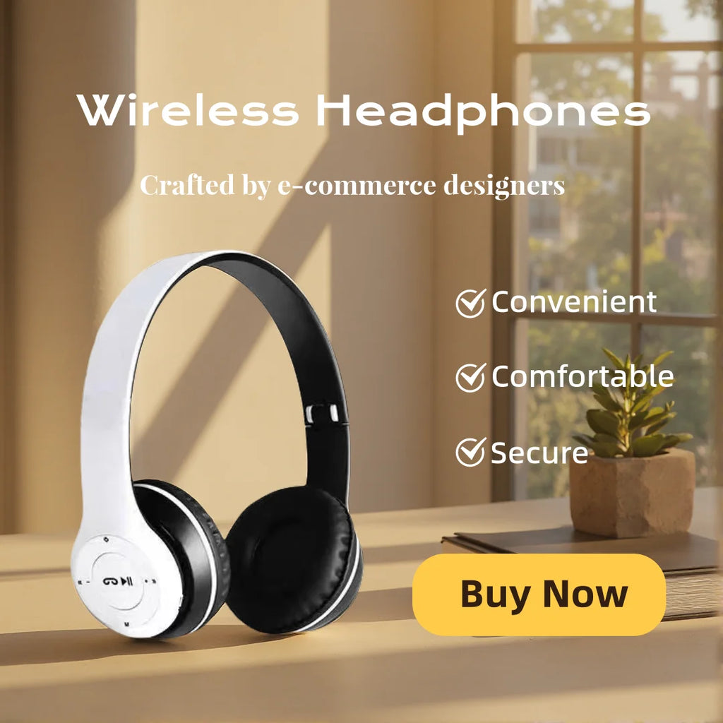 Foldable Bluetooth Headphones Wireless Overhead Earphones with Microphone Volume Control for iPhone And Android Game Headset