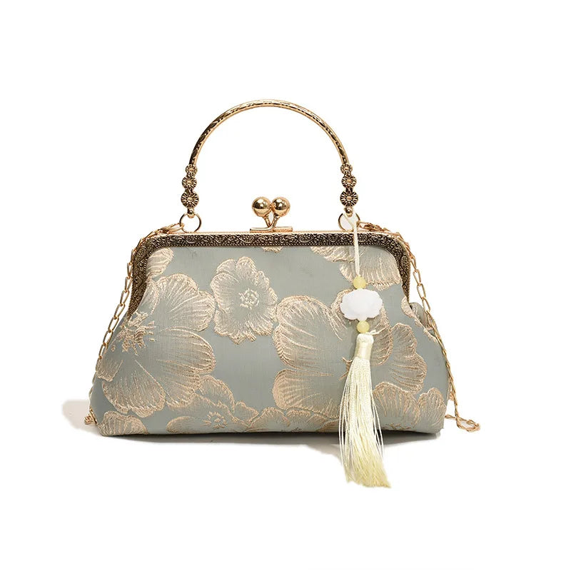 Chinese Style Embroidered Shoulder Bag Elegant Handbag Retro Small Square Bag Ancient Hanfu Cheongsam Crossbody Tote Bags