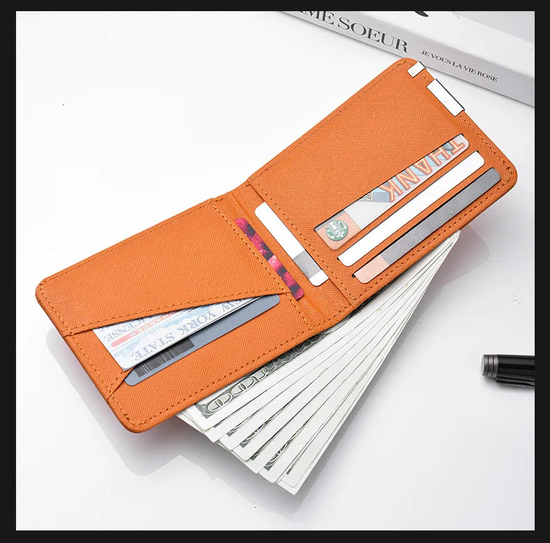 Men's Slim Wallet – PU Leather, Multi-Card Holder with Metal Accent, Lightweight & Stylish for Daily Use