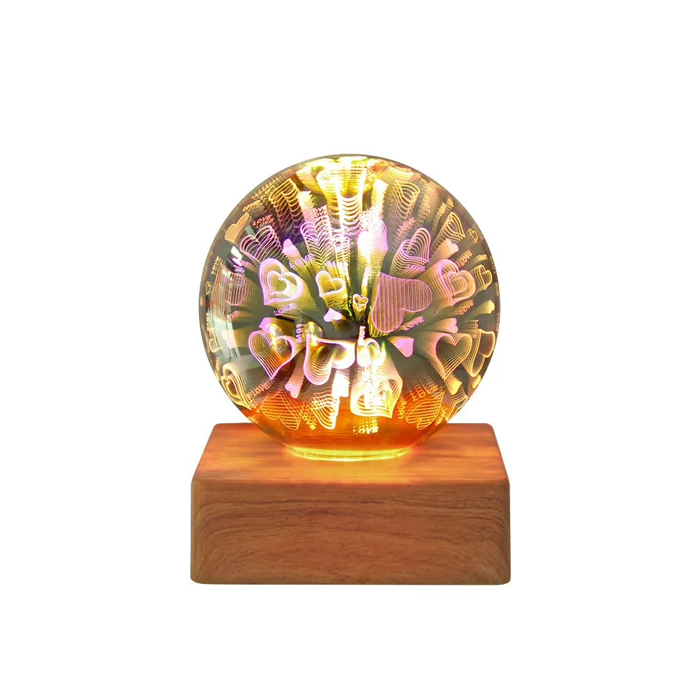 LED 3D Firework Night Light Colorful Atmosphere Table Lamp Pendant Light Glass Ball for Home Decoration Starry Sky Night Light