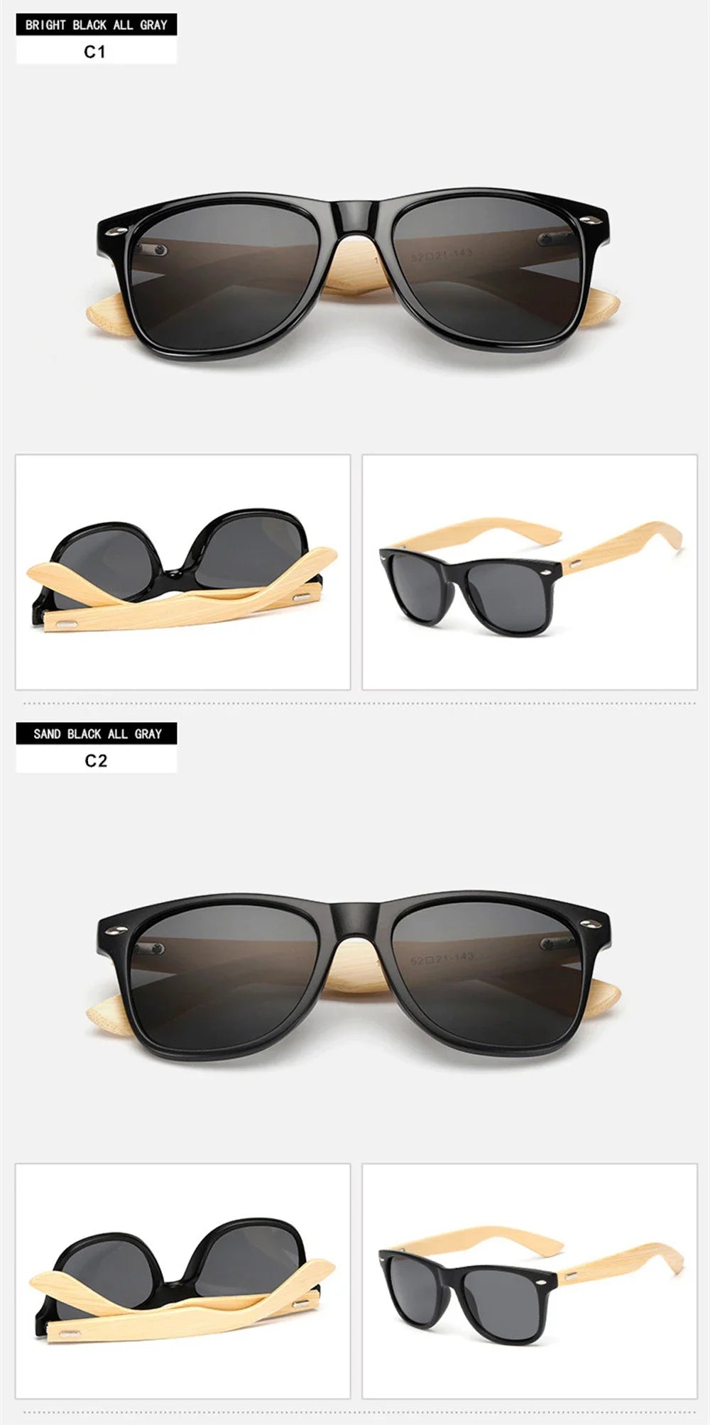 Natural Wooden Sunglasses for Men and Women, Polarized Fashion Sun Glasses with Original Wood Frame